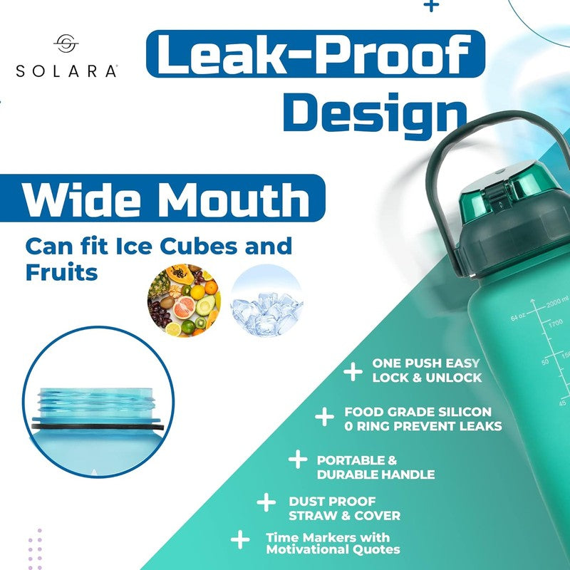 Solara Siply Plastic Water Bottle (2000 mL) - Green media 5