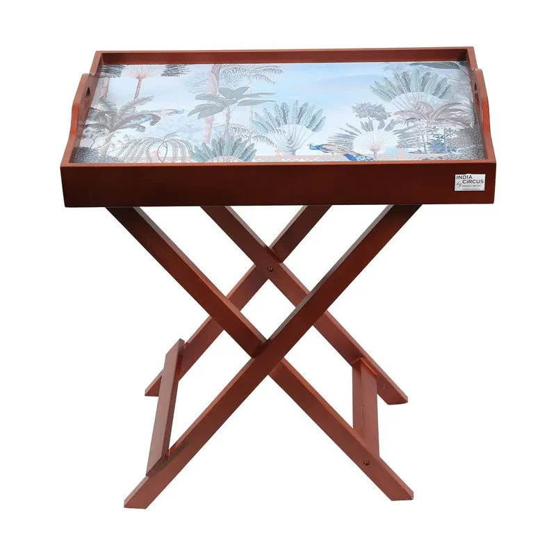 India Circus Teak Wood Blooming Tray Table media 4