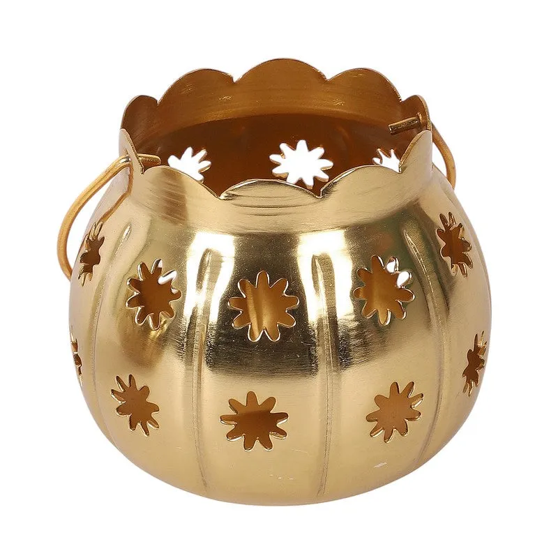 Himera Matki Tealight Candle Holder (Gold) - Set Of Two media 7