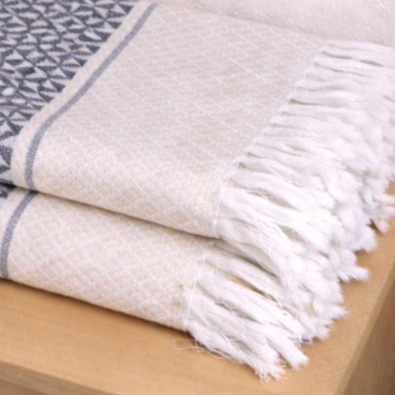 MosacStrip Cotton Hand Towel (Navy) - Set Of Four media 6