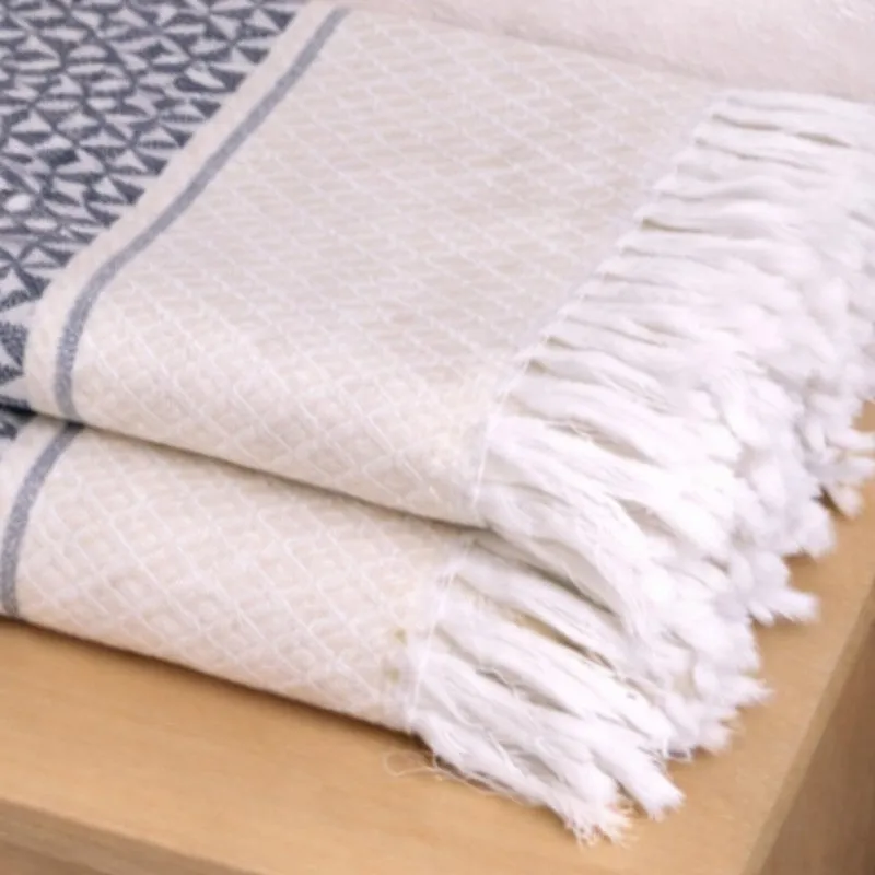 MosacStrip Cotton Hand Towel (Navy) - Set Of Four media 6