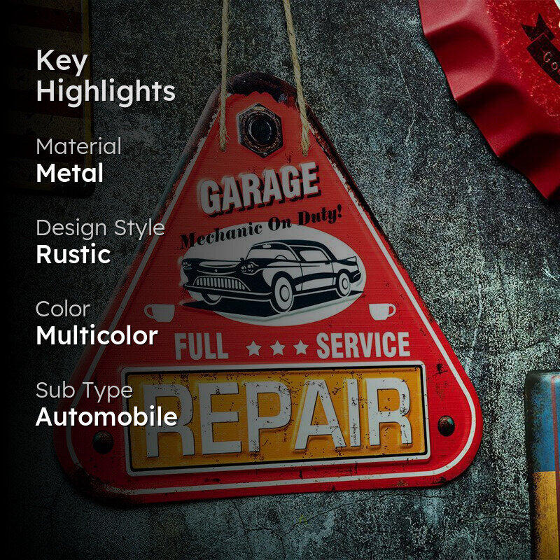 Mechanic On Duty Garage Retro Metal Wall Accent media 2