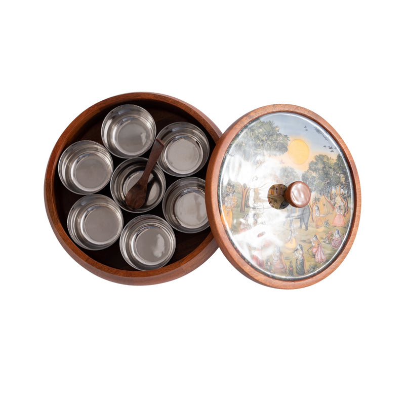 Chitrakriti Handcrafted Mango Wood Masala Box media 8