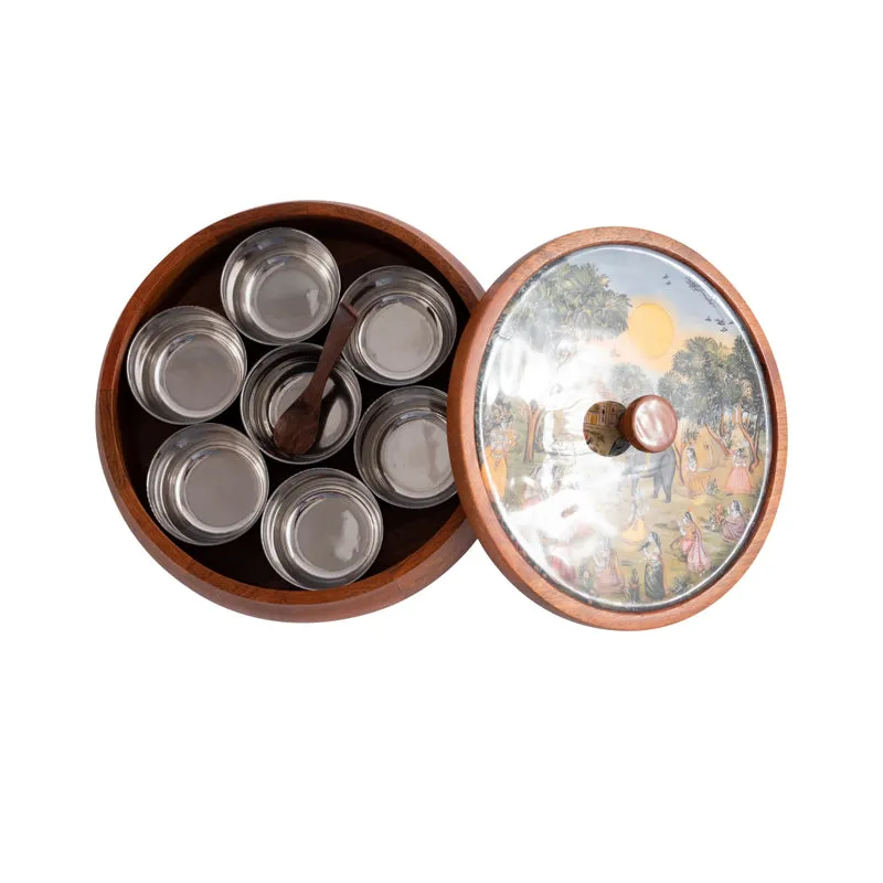 Chitrakriti Handcrafted Mango Wood Masala Box media 8