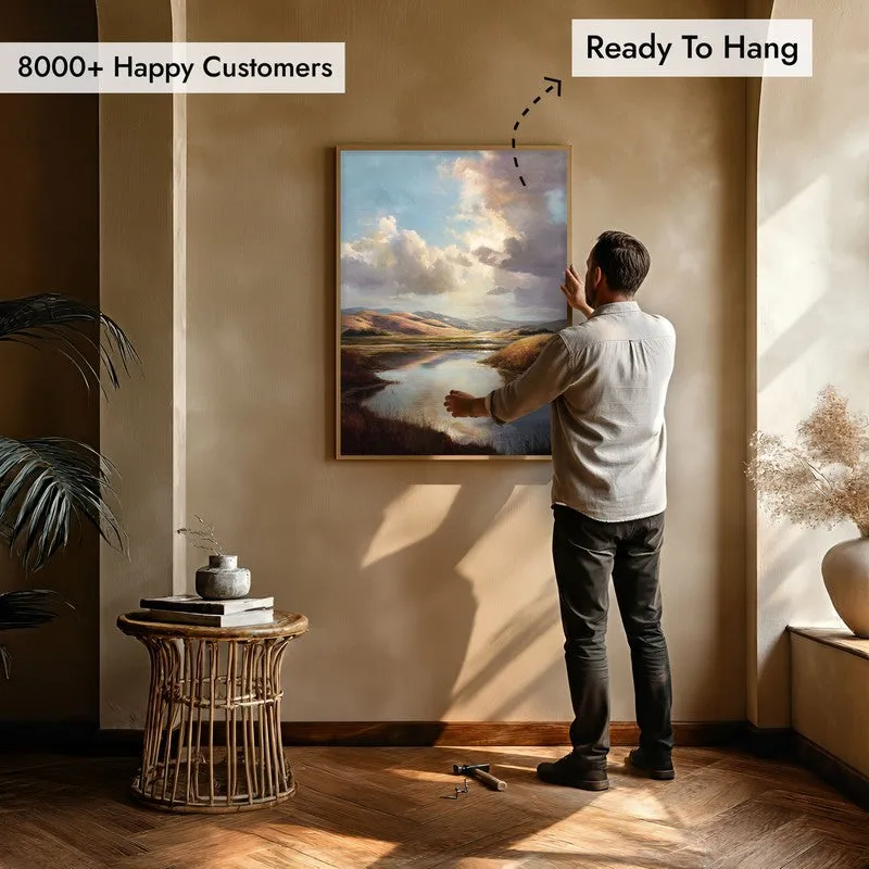 Valley of Calm Archival Paper Wall Painting With Brown Frame media 5
