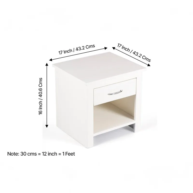 Tverix Sheesham Wooden Side & Bedside Table - White media 12