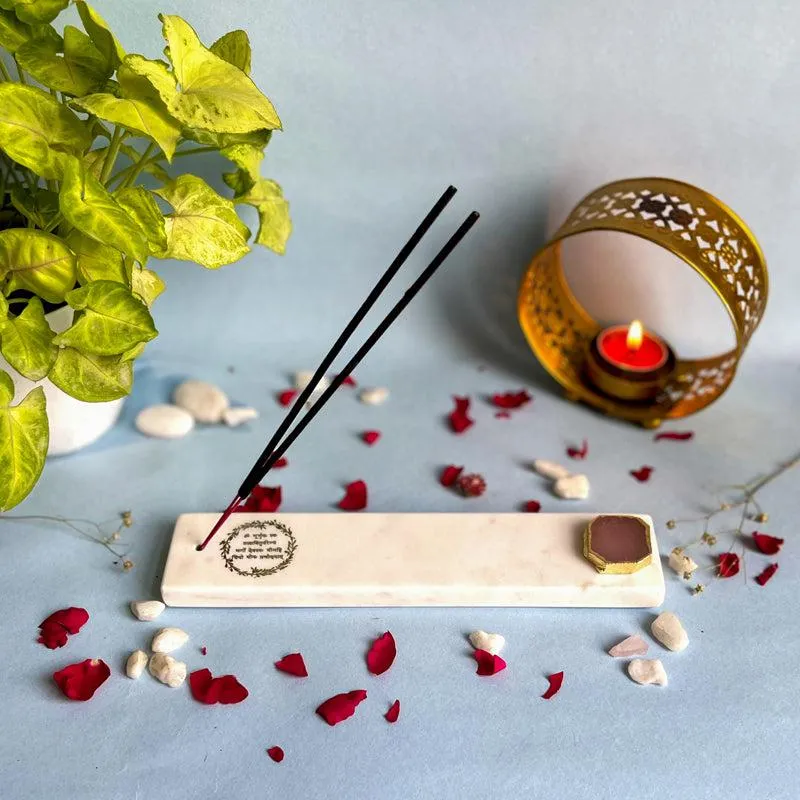 Gayatri Mantra Incense Holder With Rose Quartz Plating - Pink media 4