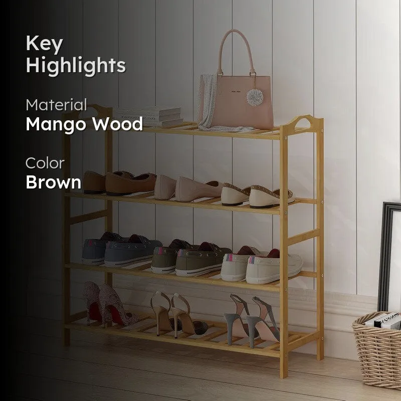 Rustic Mango Wood Shoe Rack – Freeform Design media 2