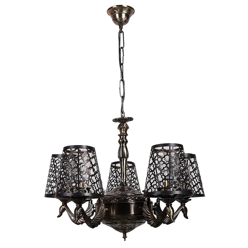 Enva Etched Mayoor Golden Antique Ceiling Lamp media 4