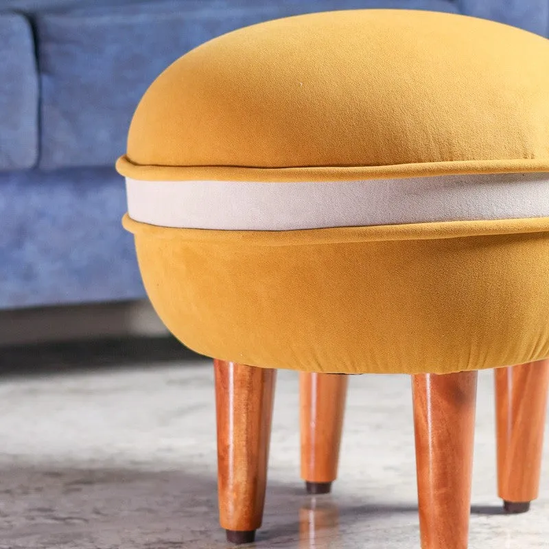 Contemporary Velvet Footrest Ottoman  Yellow media 5