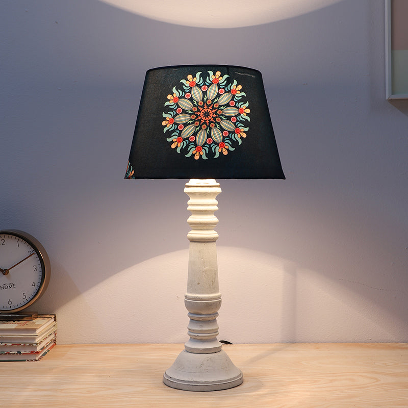 Toile Coil Printed Mango Wood Table Lamp - Multicolor
