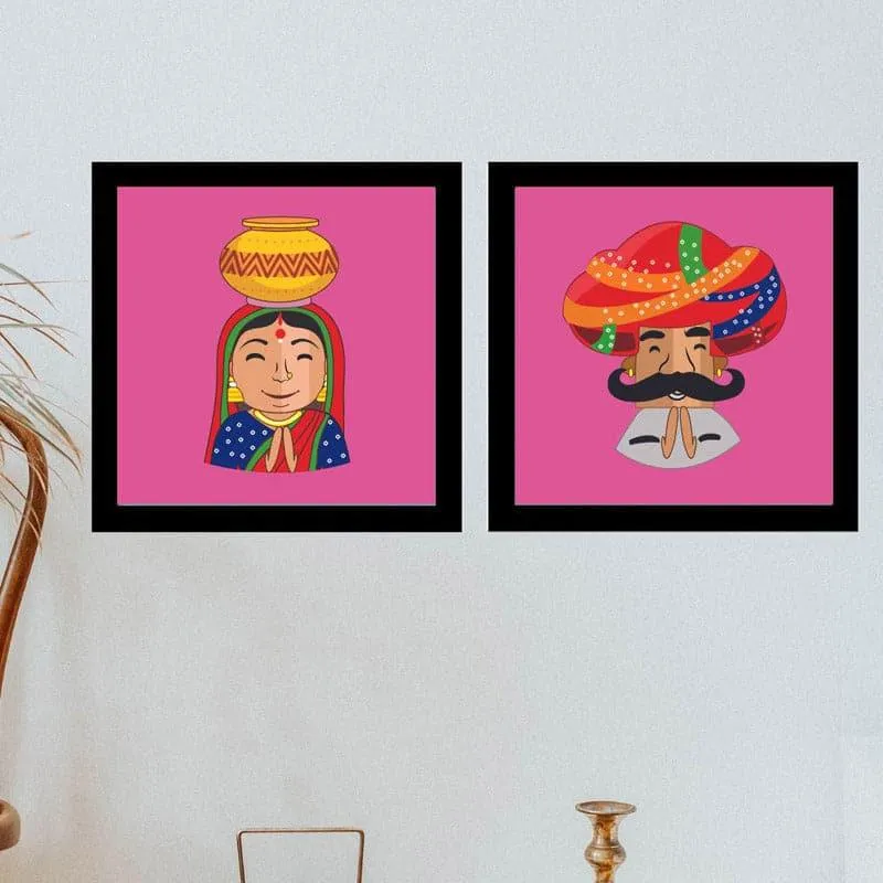Folk Fuse Wall Accent (Pink) - Set Of Two media 1