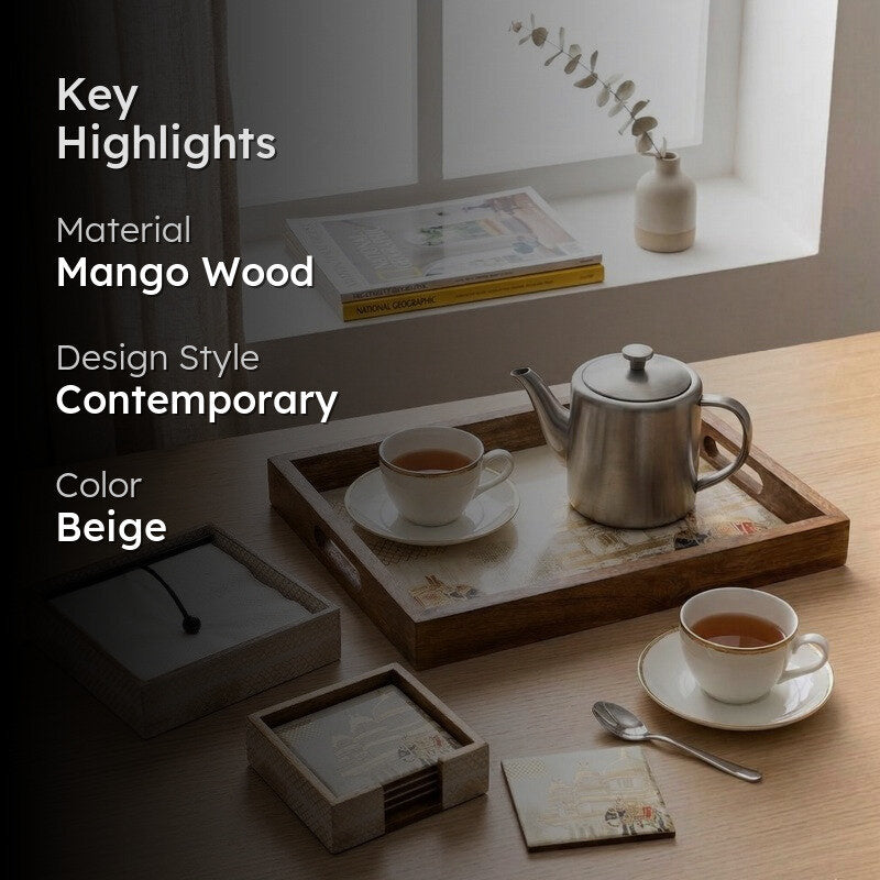 Ashbury Classic Mango Wood Serving Tray Set - Six Piece Set media 2