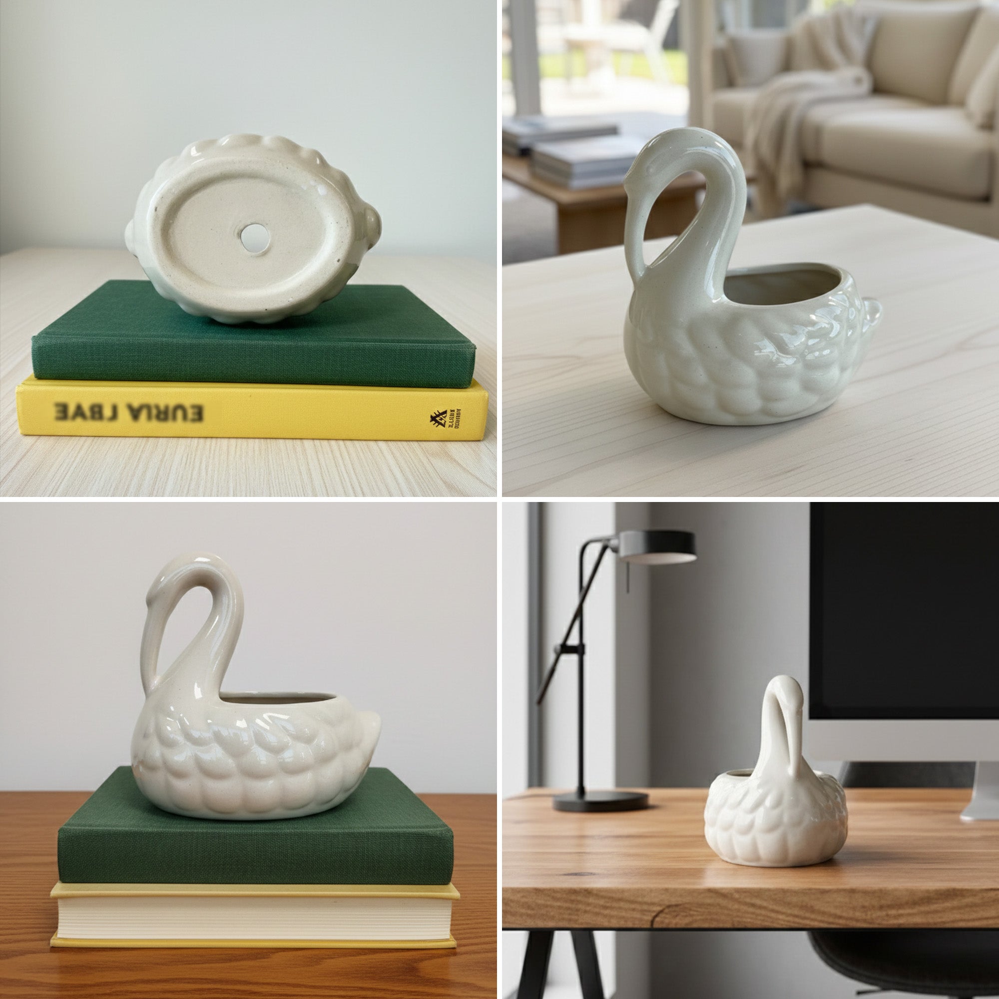 Petal Swan Ceramic Vase - White media 9