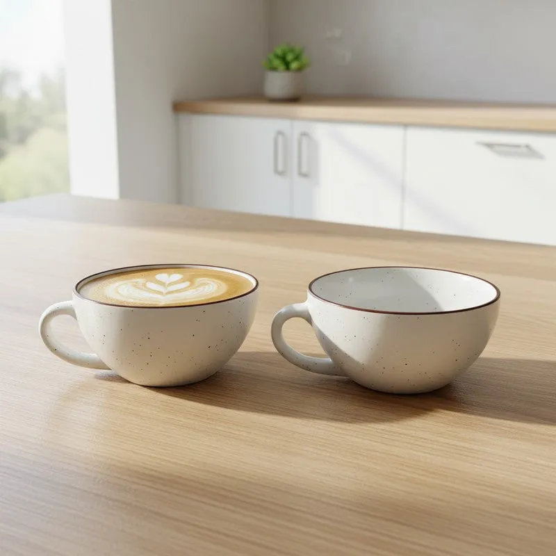 Ceramic Tea Cups (White,240 mL Each) - Set Of Two media 3