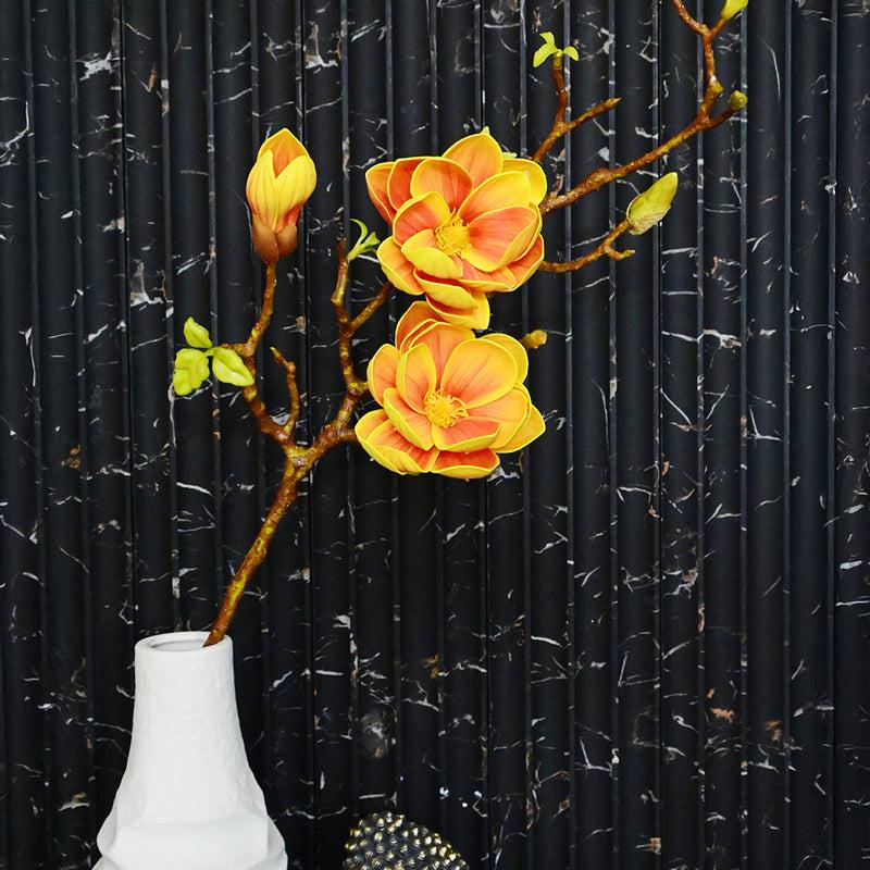 Artificial Magnolia Decorative Flower Stick - Yellow media 5