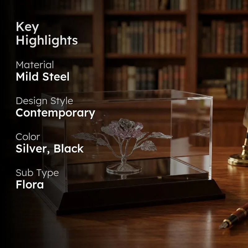 Sovereign Floral Shine Silver Plated Mild Steel Showpiece media 2