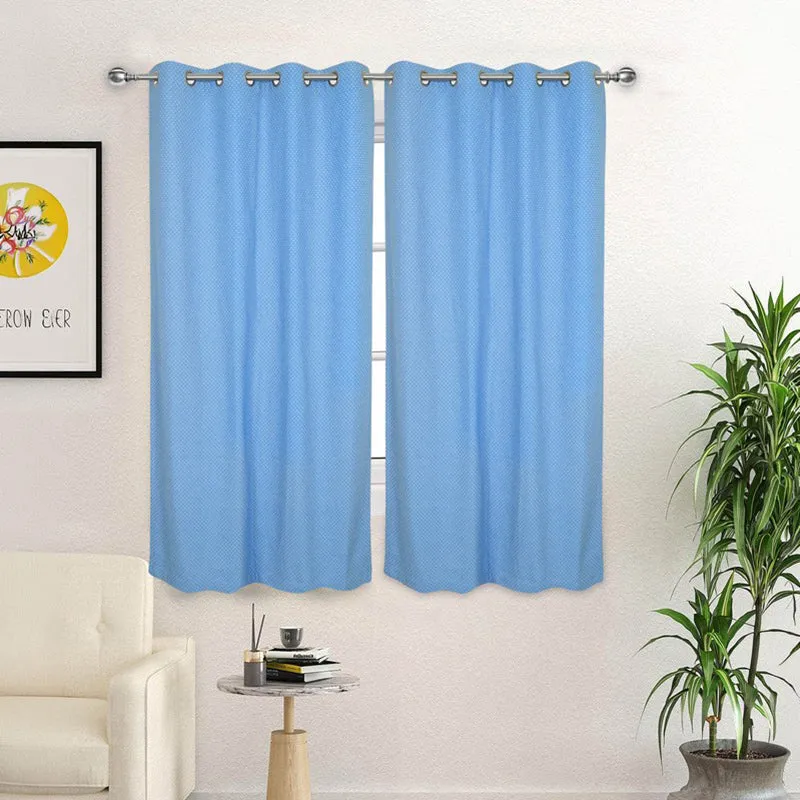 Form Ease Cotton Room Darkening Curtains (Blue) - Set Of Two media 3