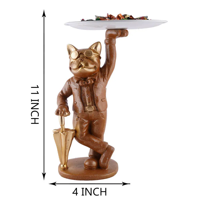 Dapper Cat Painted Polyresin Show Piece - Brown media 7