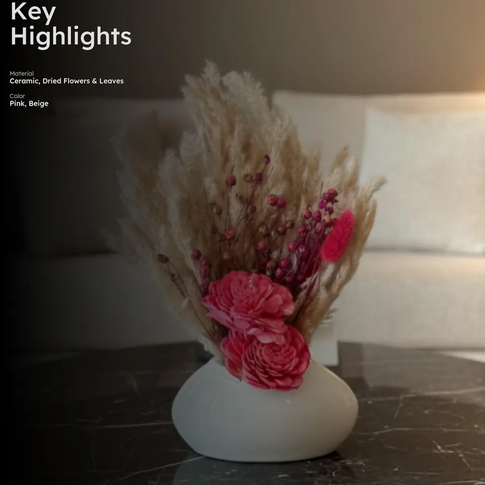 BloomBoo Artificial Flower with Vase - Pink media 2