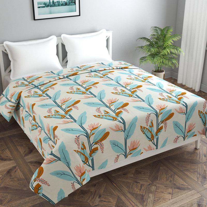 Whispering Fields Cotton Duvet Cover (Green & Brown) - 210 TC