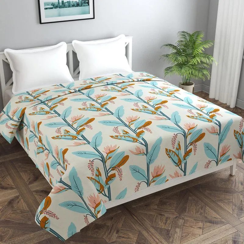 Whispering Fields Cotton Duvet Cover (Green & Brown) - 210 TC media 1