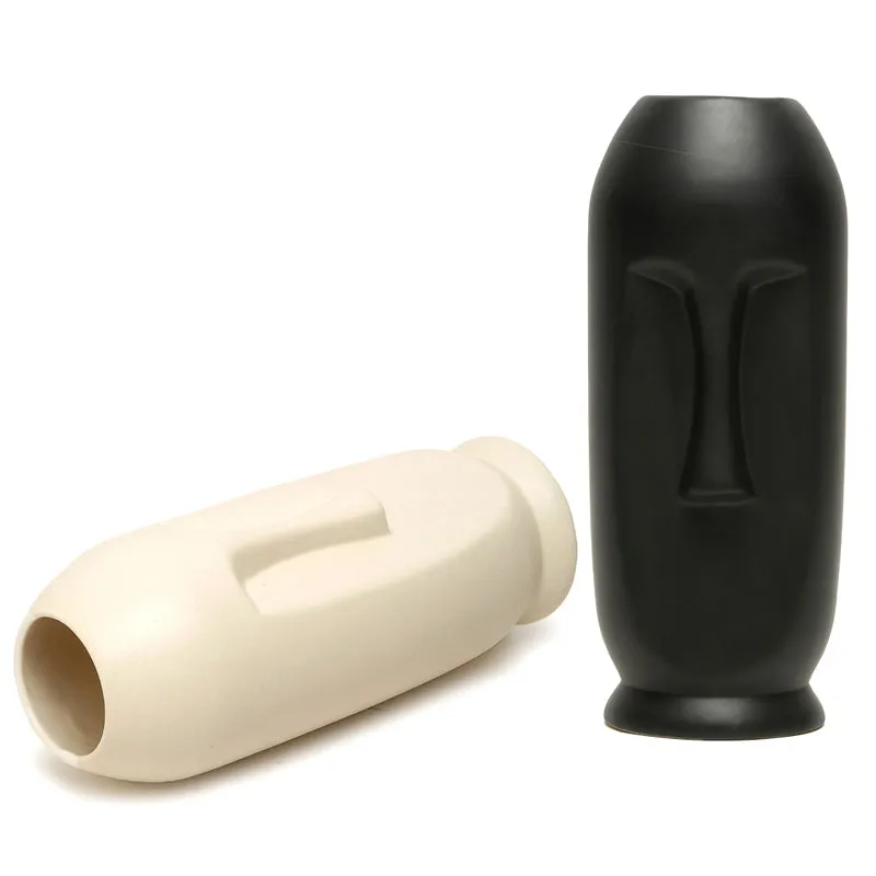 Straight Face Vase (Black,White) - Set Of Two media 4