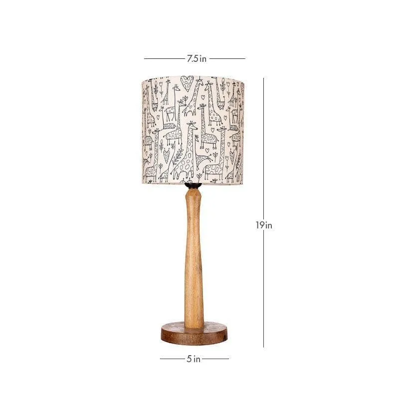 Tall Tales Classy Wooden Stand Fabric Table Lamp - Beige,Brown media 5