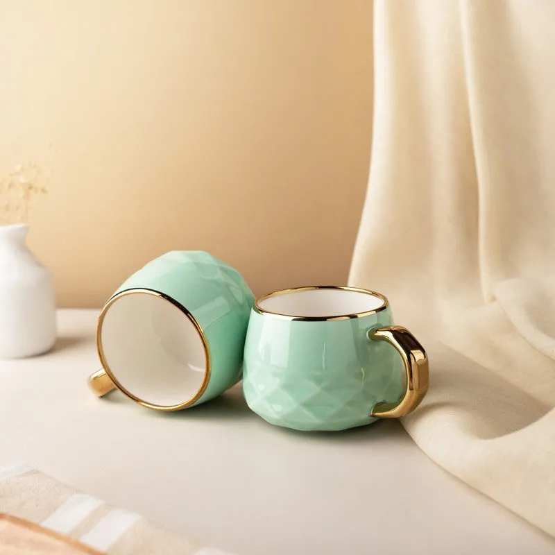 Luxesip Porcelain Tea Cup (200 mL Each,Green) - Set Of Six media 4