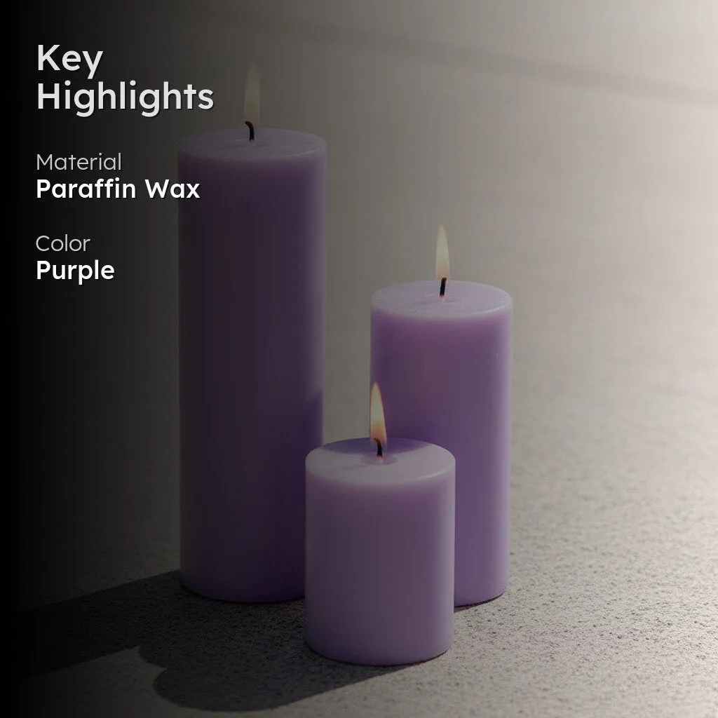 GlowHaven Premium Decorative Candle (Purple) - Set Of Three media 2