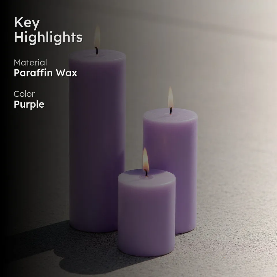 GlowHaven Premium Decorative Candle (Purple) - Set Of Three media 2