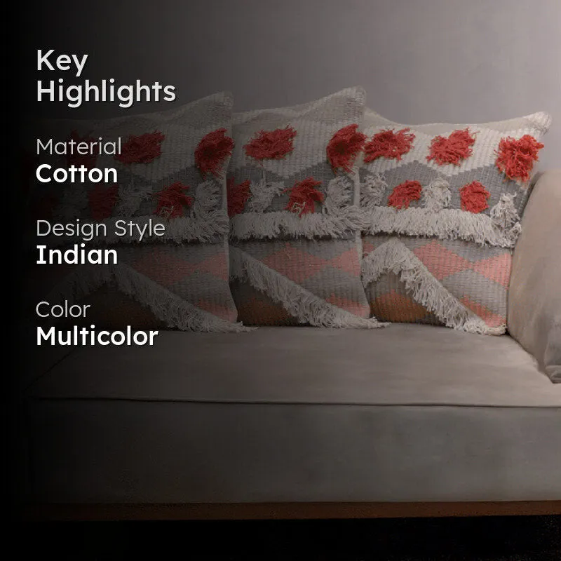 Button Bubble Tufted Cushion Cover (Multicolor) - Set Of Three media 2