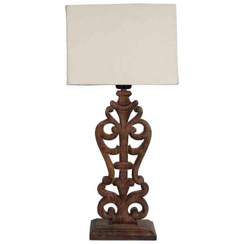 Meraki Carved Fabric Table Lamp - Brown,Beige media 3