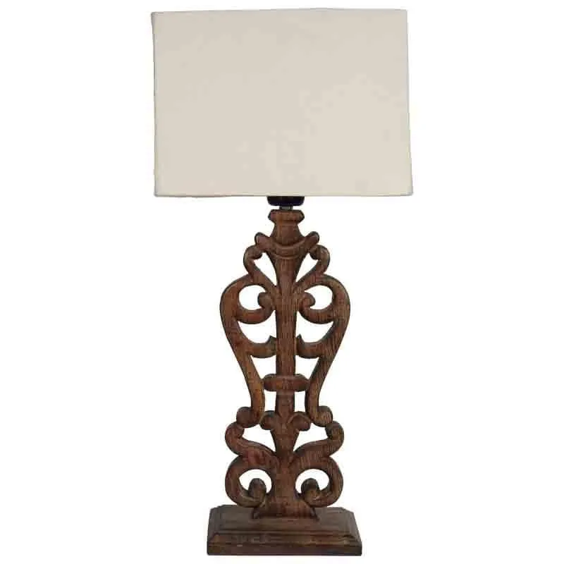 Meraki Carved Fabric Table Lamp - Brown,Beige media 3