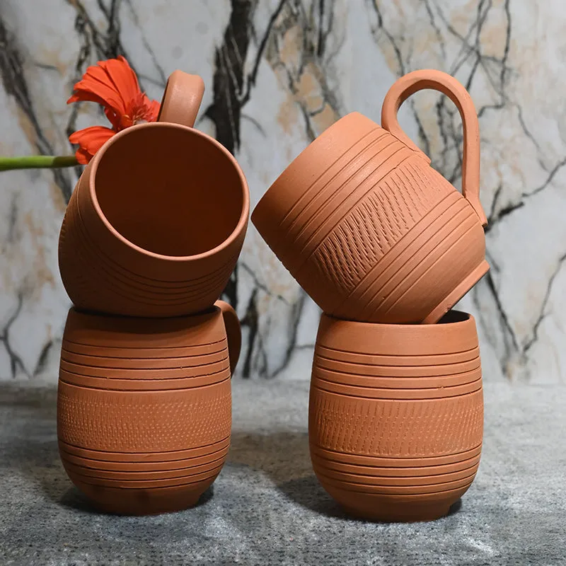 Srishti Terracotta Coffee Mug (250 mL Each) - Set of Four media 1