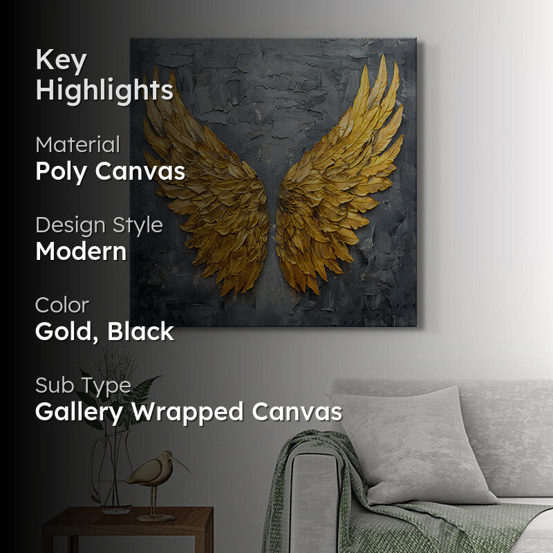 Golden Angel Wings Poly Canvas Wall Painting media 2