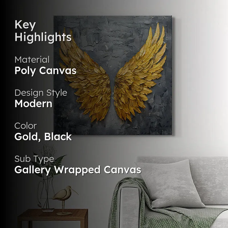 Golden Angel Wings Poly Canvas Wall Painting media 2