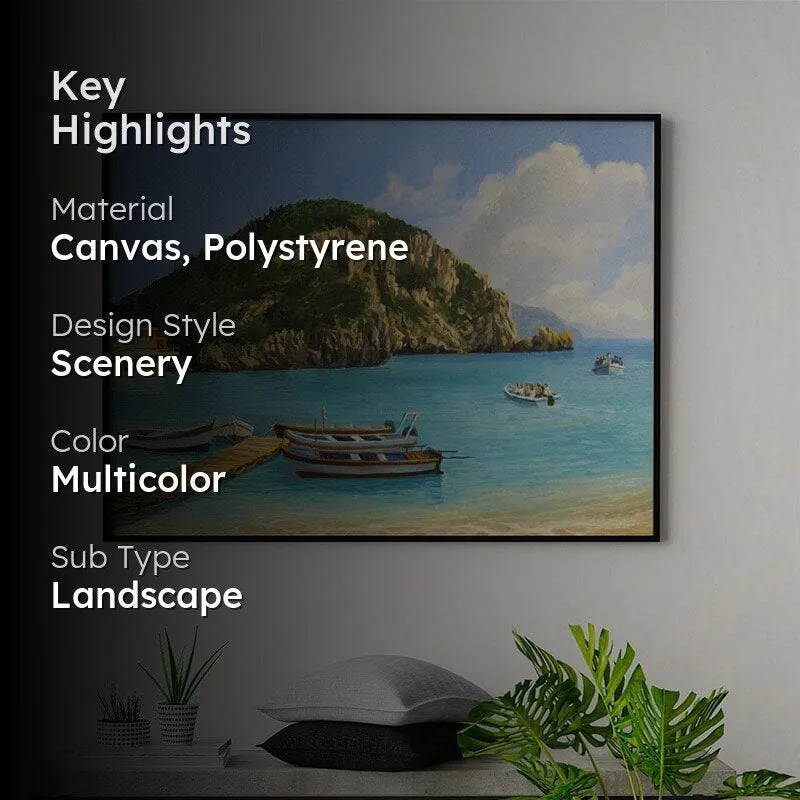 The Boats Canvas Wall Painting - Black Frame media 2