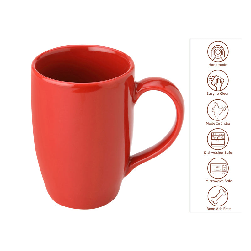 Kopi Ceramic Coffee Mug (Red/350 mL Each) - Set Of Four media 6