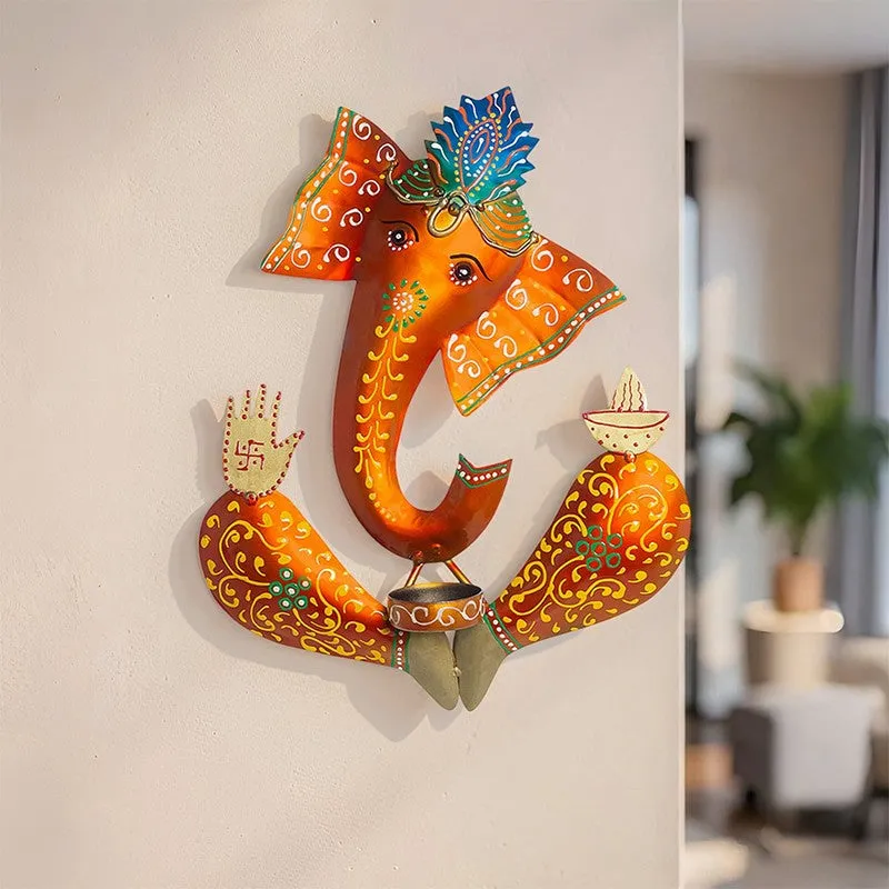 Ganesha Handcrafted Wall tealight candle Holder media 5