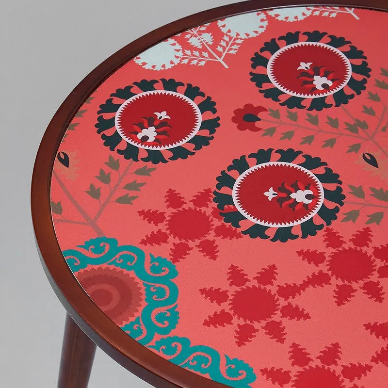 India Circus Wood Rosettes Round Side Table media 6