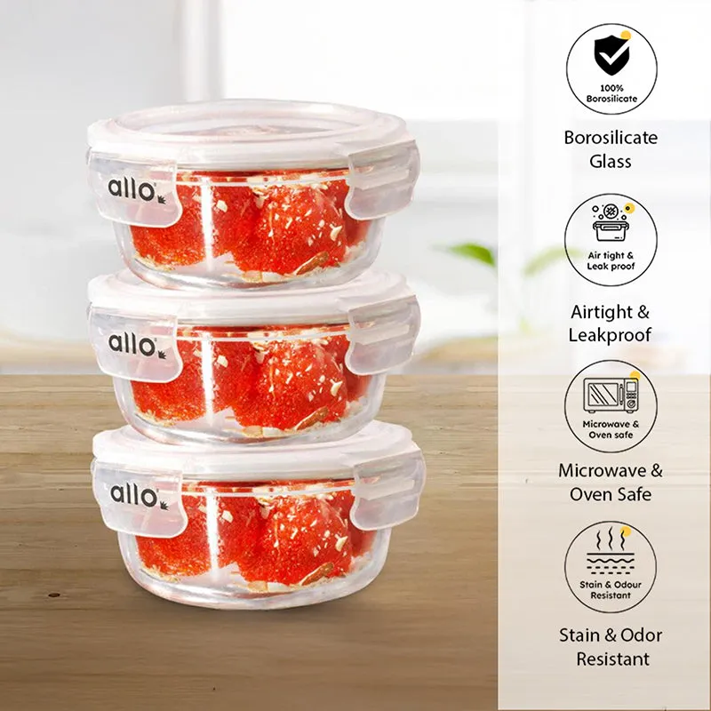 Oliva Round Glass Storage Container (400 ML) - Set Of Three media 1