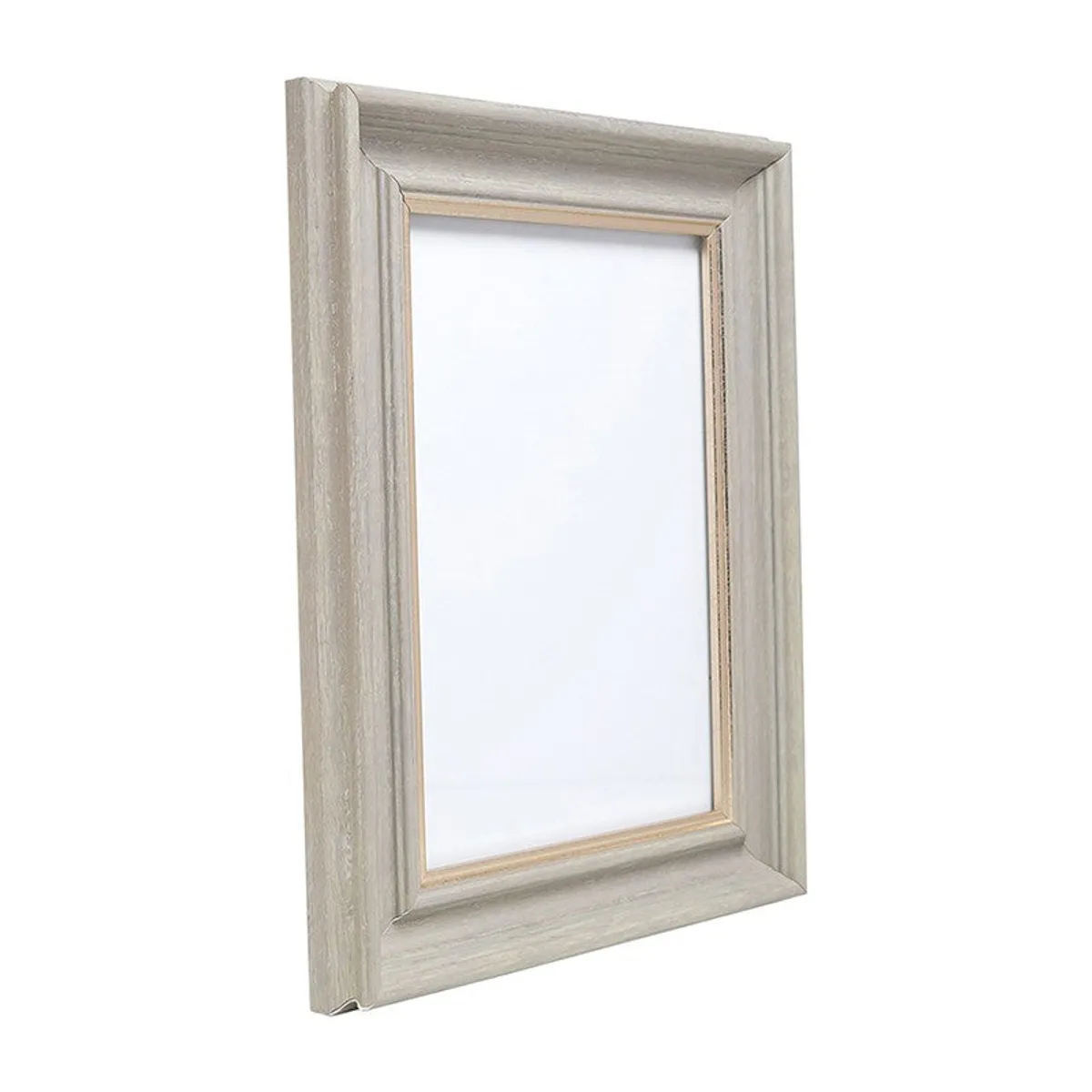 Angled side view of the grey rectangular photo frame