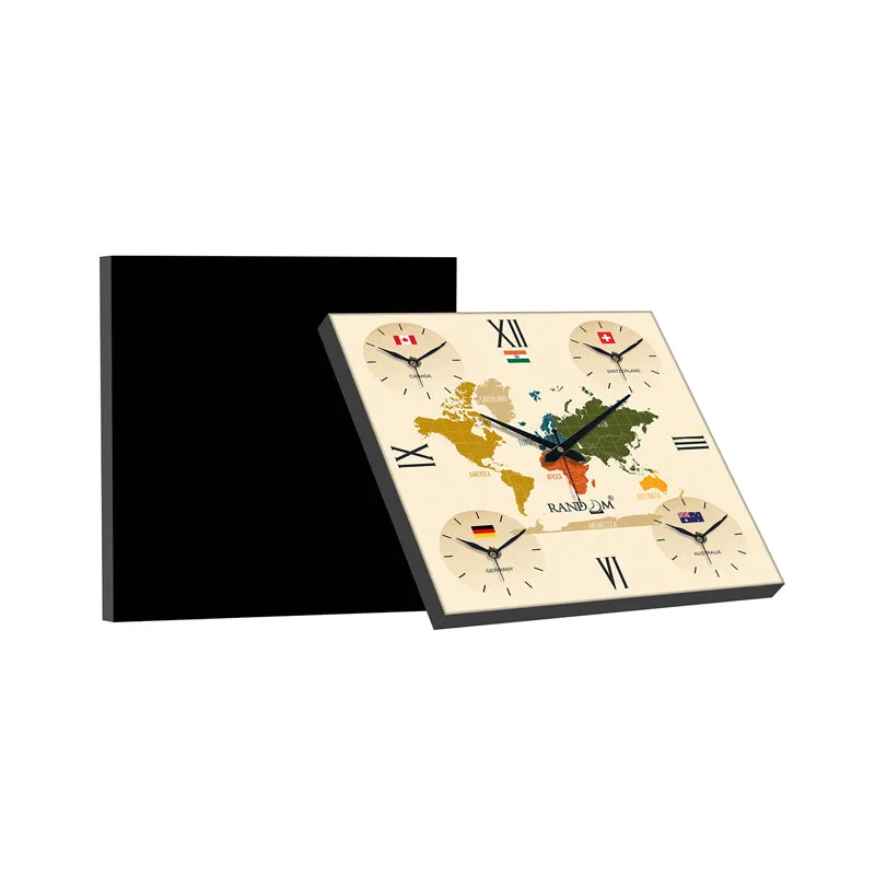World Time Zone Wall Clock - Beige media 6