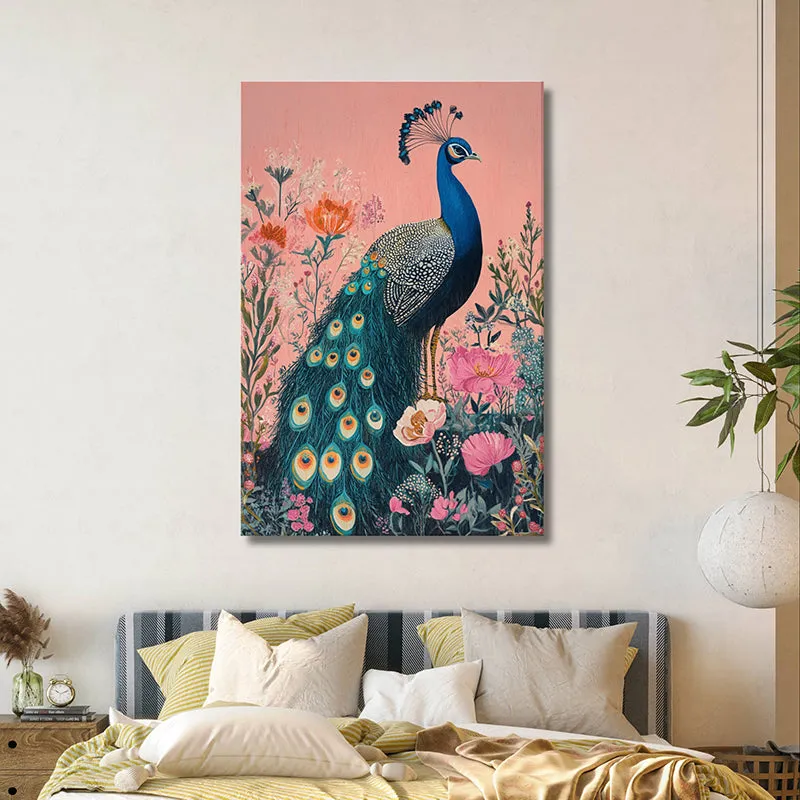 Pink & Peacock Wall Painting media 1