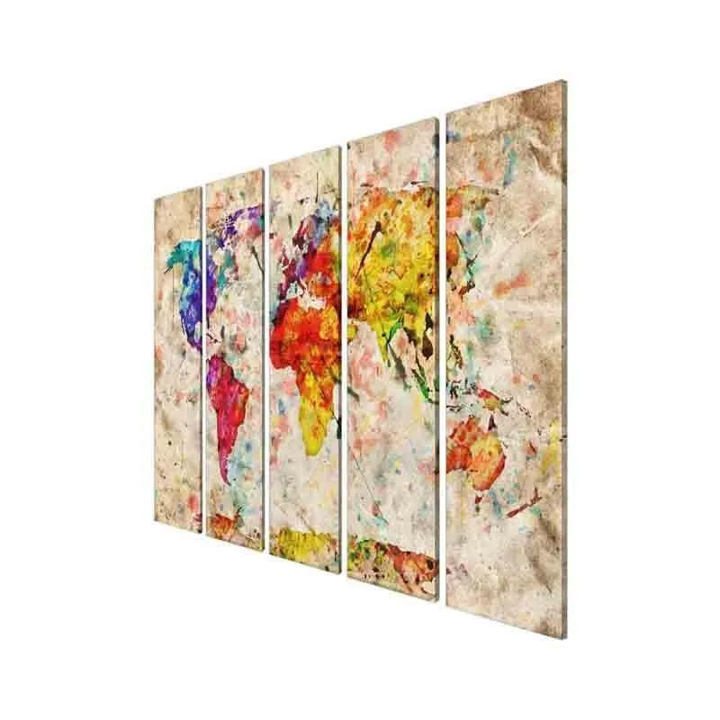 World Map Canvas Wall Art - Five Piece Set media 5