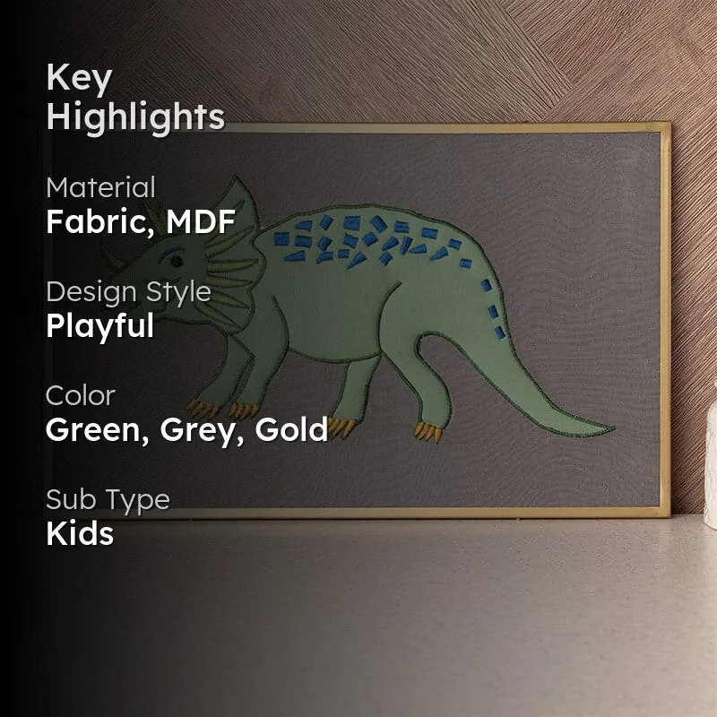 Triceratops Roar MDF & Fabric Wall Accent  - Dino Buddies Collection media 2