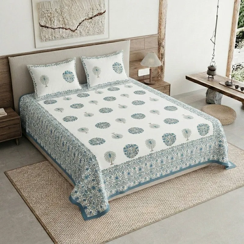 Royal Weave Cotton Bedsheet (Blue,White) - 120 TC media 1