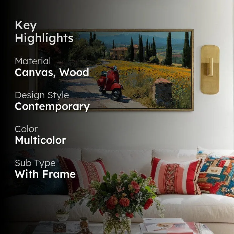 Golden Vespa Canvas Wall Painting With Frame media 2