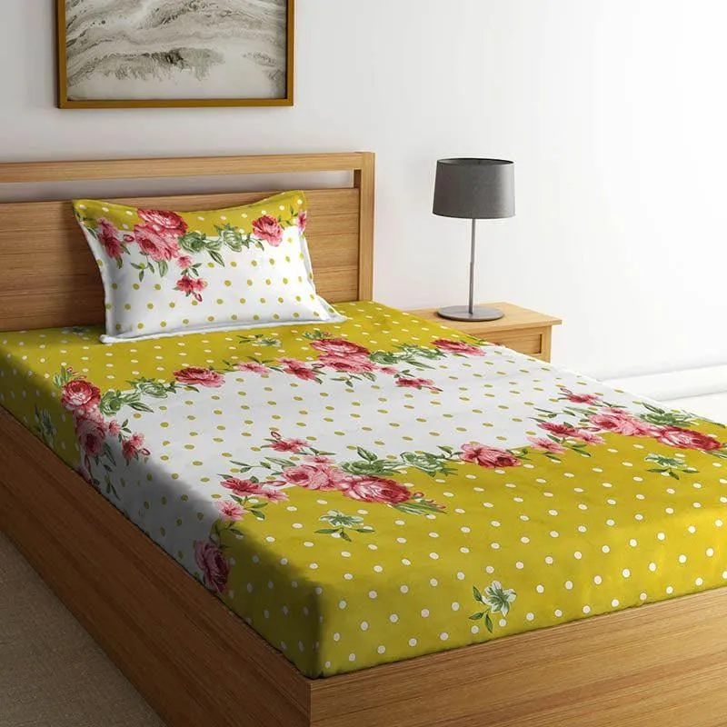 Citrine Floral Bedsheet - 150 GSM media 1